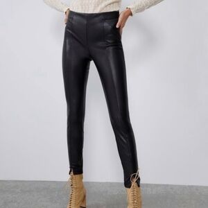 Zara Trafaluc Legging Collection Black Faux Leather leggings
